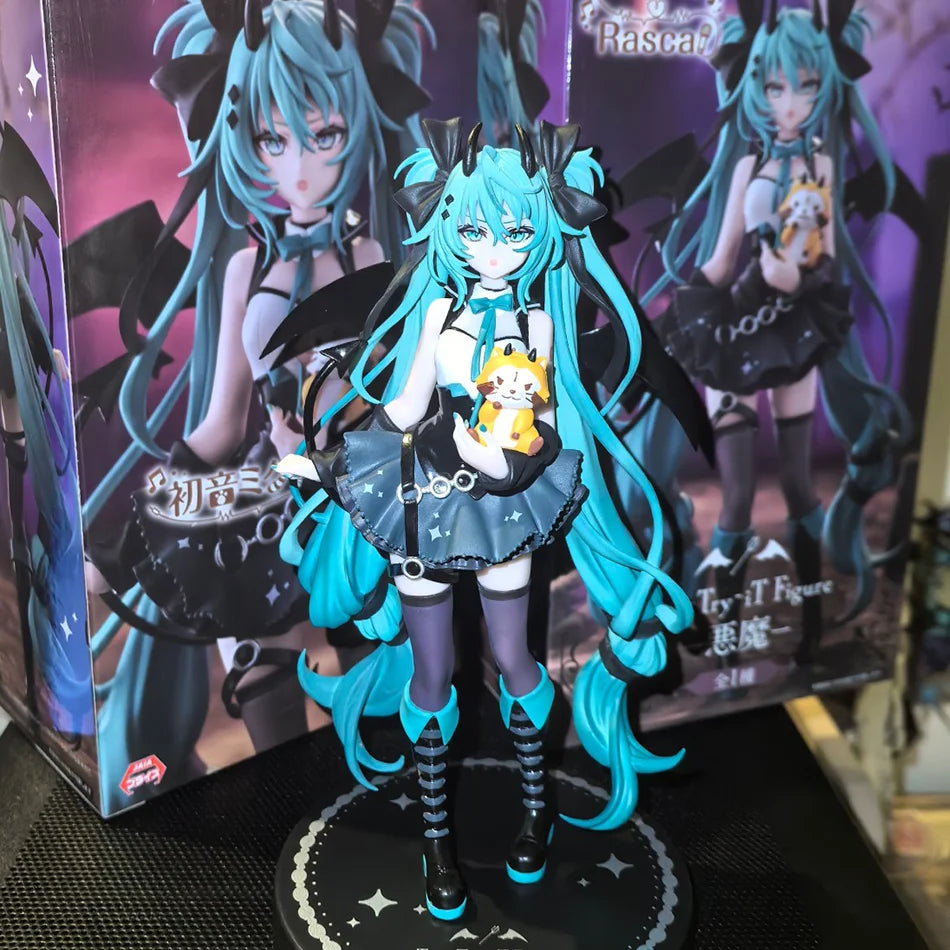 New 18cm Anime Hatsune Miku Figure Sexy Character Ornaments Little Devil Raccoon Kawaii Car Decoration Collectible Model Gift