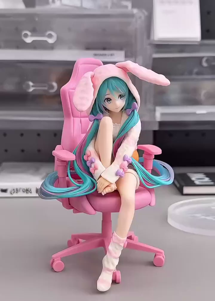 Hatsune Miku Anime Figurine Rabbit Ear Pajamas Kawaii Tabletop Decorations Action Figures Doll Model Children Toy Gift